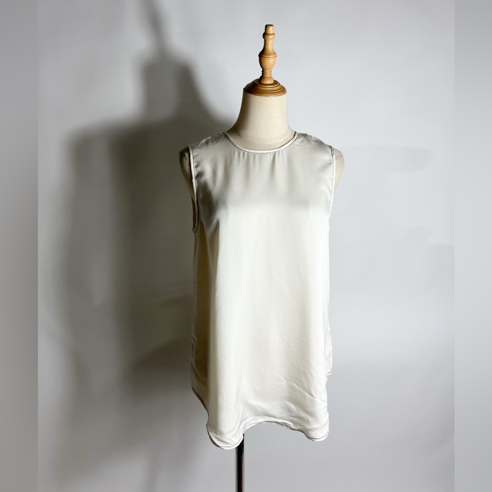 THEORY Silk Melana Ivory Sleeveless Top Small